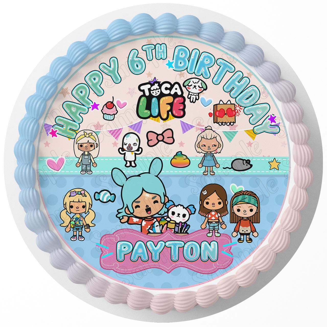 Toca Life World Round – Icing Sheet Birthday - Personalized Edible Cake Topper | Custom Icing Sheet | Birthday Cake Decoration | Photo Cake Image