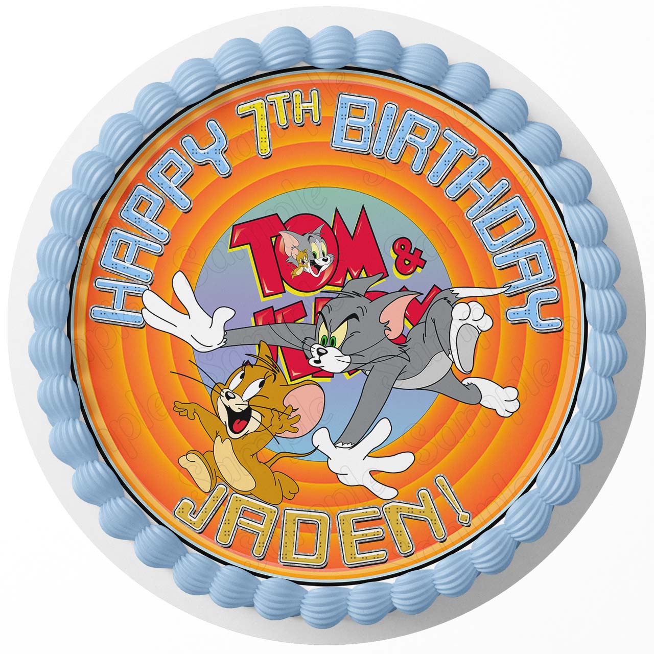 Tom Kids Fun Jerry Round – Icing Sheet Birthday - Personalized Edible Cake Topper | Custom Icing Sheet | Birthday Cake Decoration
