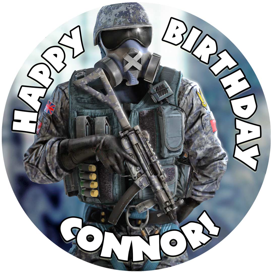 Rainbow Six Gamers Round – Icing Sheet Birthday - Personalized Edible Cake Topper | Custom Icing Sheet | Birthday Cake Decoration