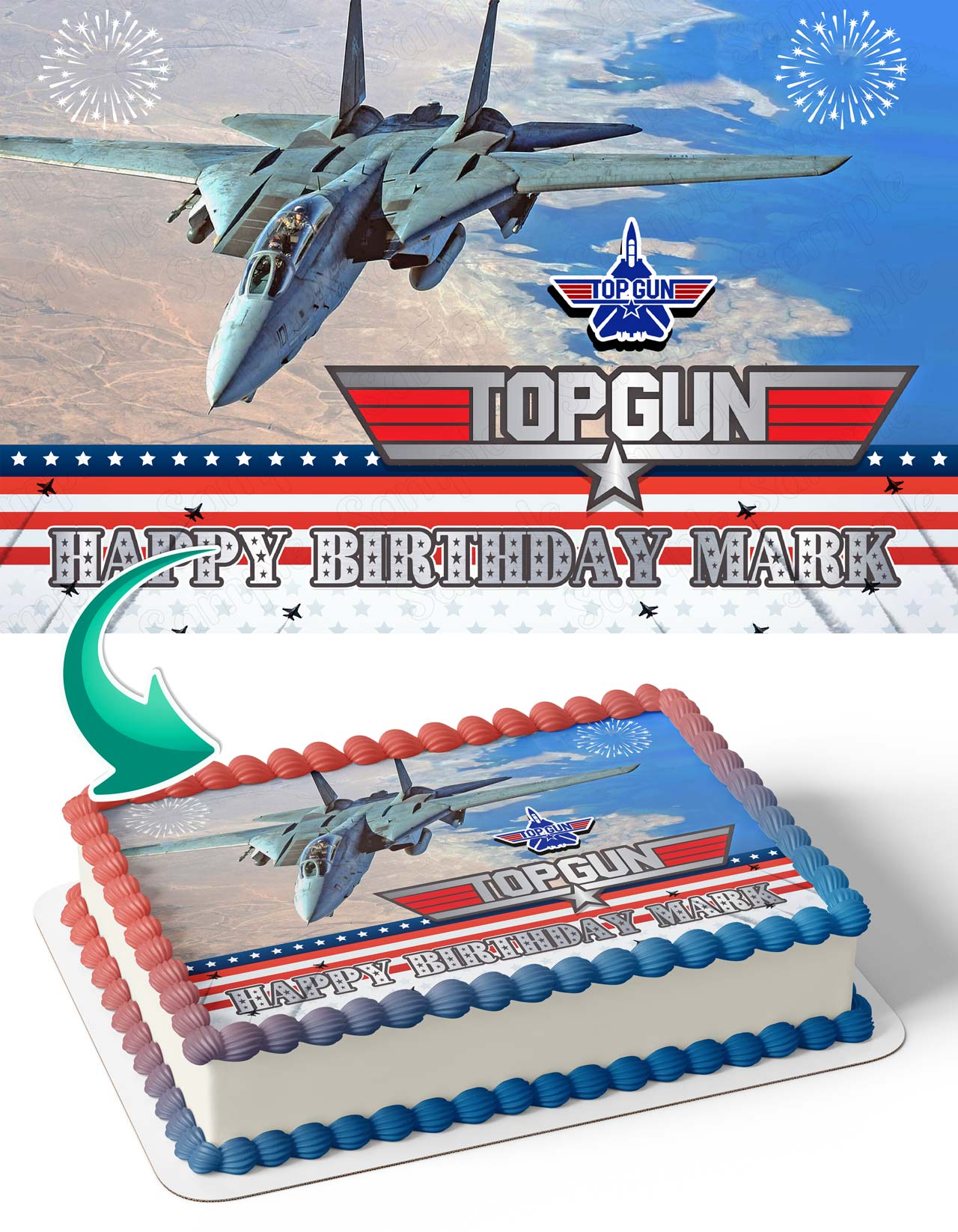 Top Gun Kids Jets Fighter Planes Edible Cake Topper