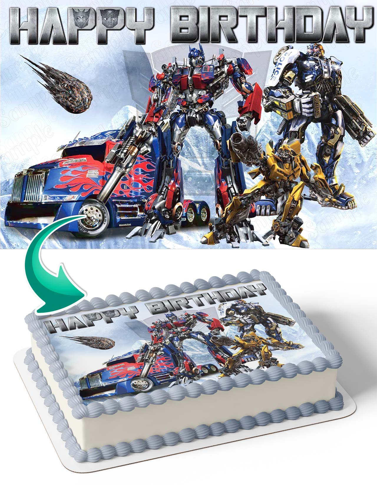 Transbots Optimus Prime Bumblebee WB Edible Cake Topper