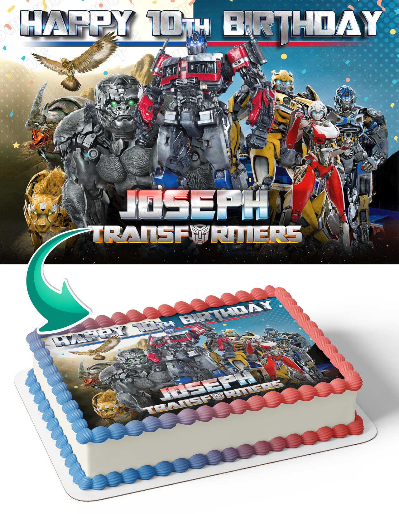 Transbots Rise Of The Beast Themed Edible Cake Topper