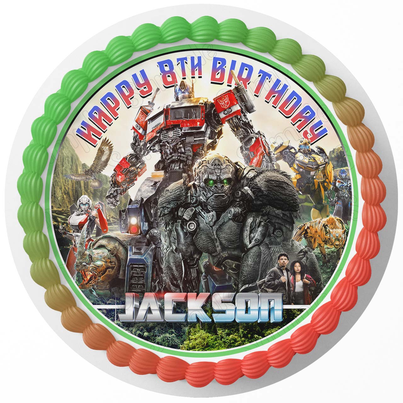 Transrobots Transformers Cars Truckss Rise Of The Beast Optimus Prime Round – - Personalized Edible Cake Topper | Custom Icing Sheet | Birthday Cake Decoration