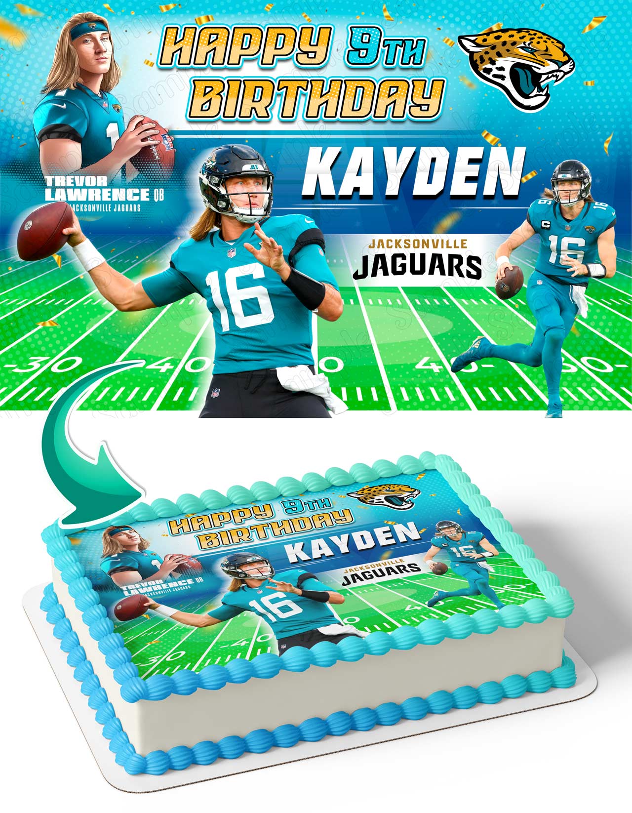 Trevor Lawrence FootBall Jacksonville Jaguars Edible Cake Topper