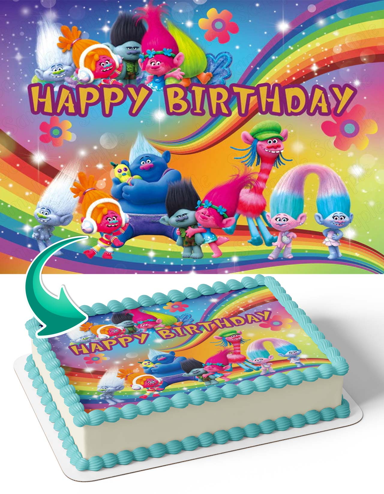 Trolls World Tour Kids Edible Cake Topper