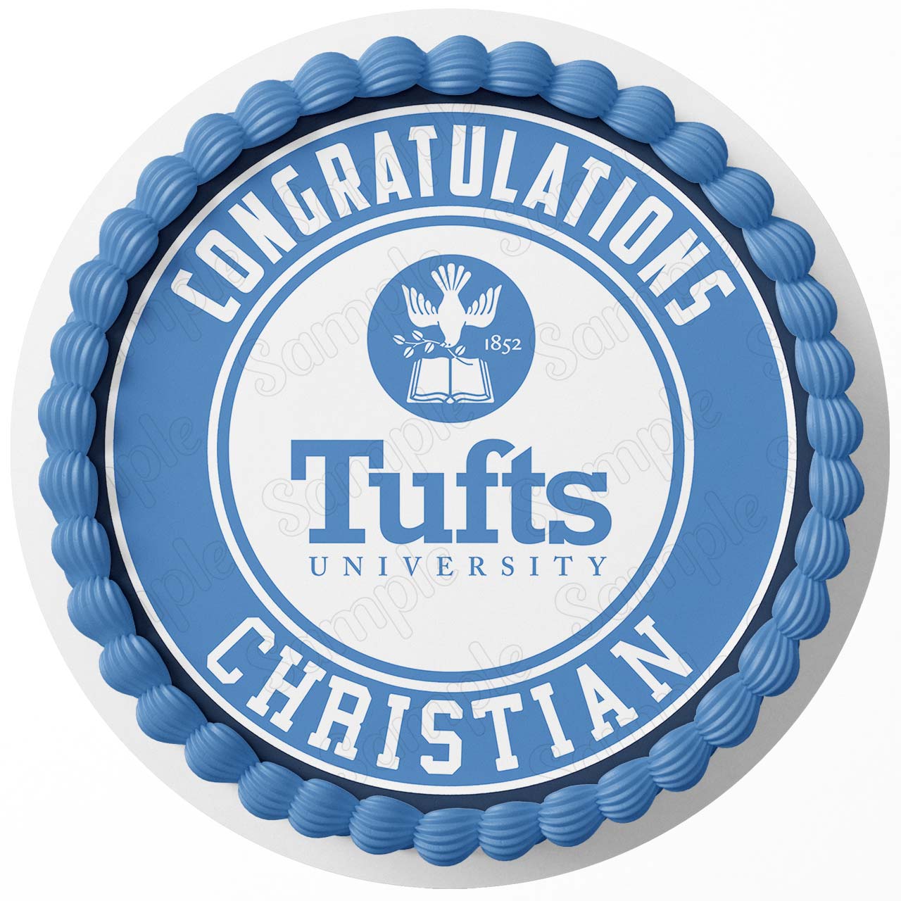 Tufts University Round – Icing Sheet Birthday - Personalized Edible Cake Topper | Custom Icing Sheet | Birthday Cake Decoration | Photo Cake Image