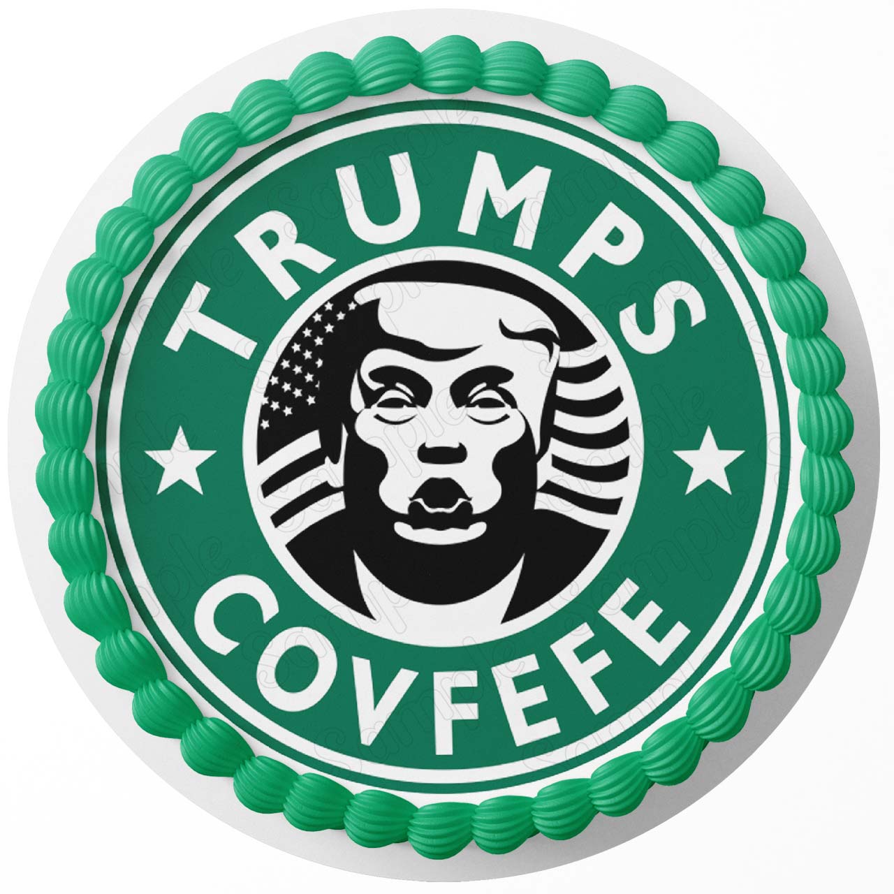 Trump Coffe Theme Round – Icing Sheet Birthday - Personalized Edible Cake Topper | Custom Icing Sheet | Birthday Cake Decoration | Photo Cake Image
