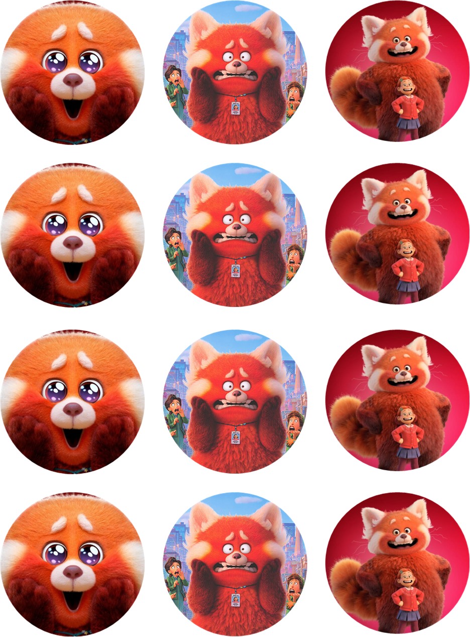 Turning Red Girls Edible Cupcake Toppers – Round Icing Sheet Birt - Edible Cake Topper | Icing Sheet | Birthday Cake Decoration