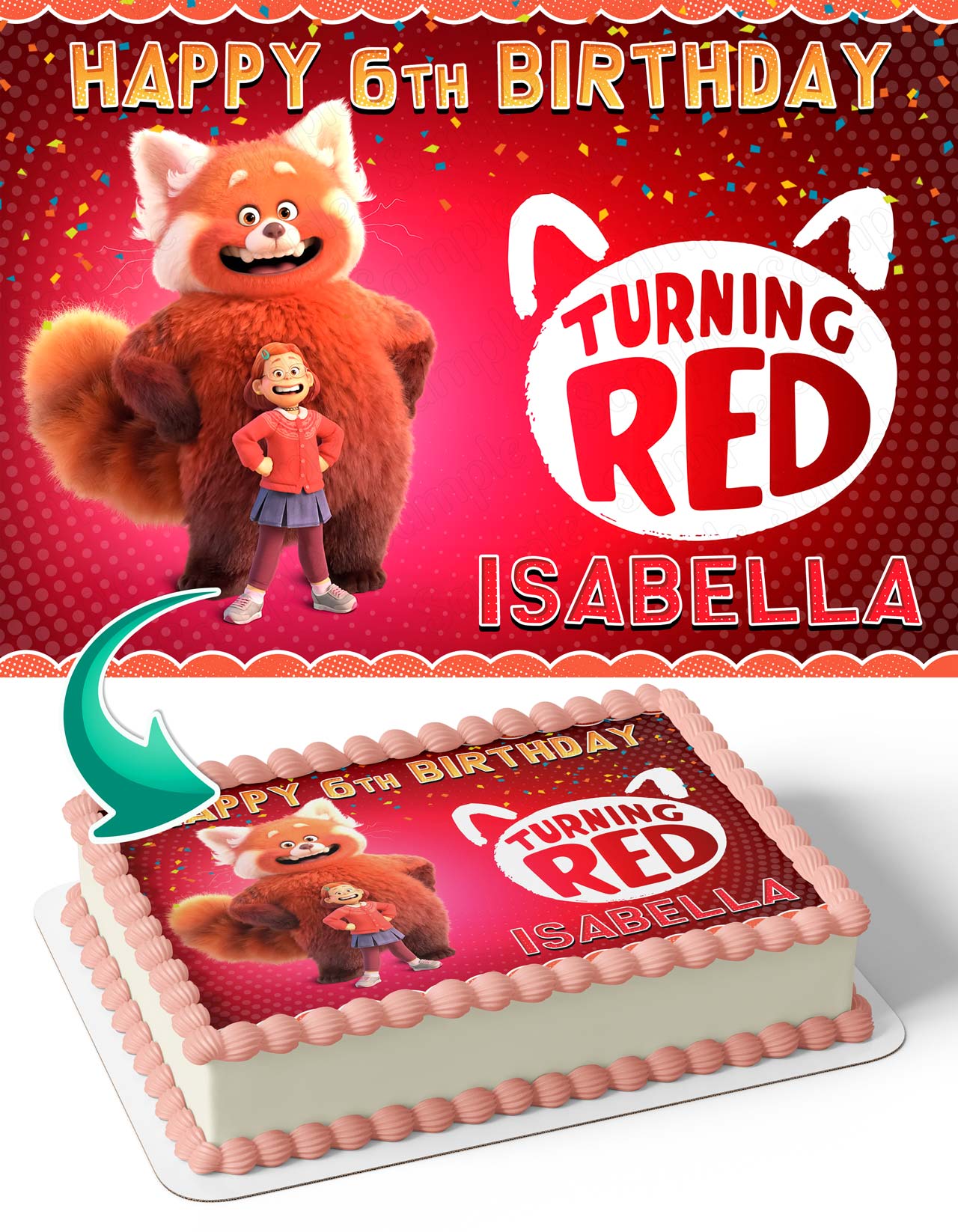 Turning Red Themed OG Edible Cake Topper