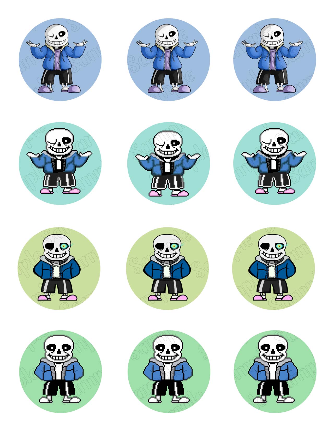 Undertale Sam Edible Cupcake Toppers – Round Icing Sheet Birthday - Edible Cake Topper | Icing Sheet | Birthday Cake Decoration