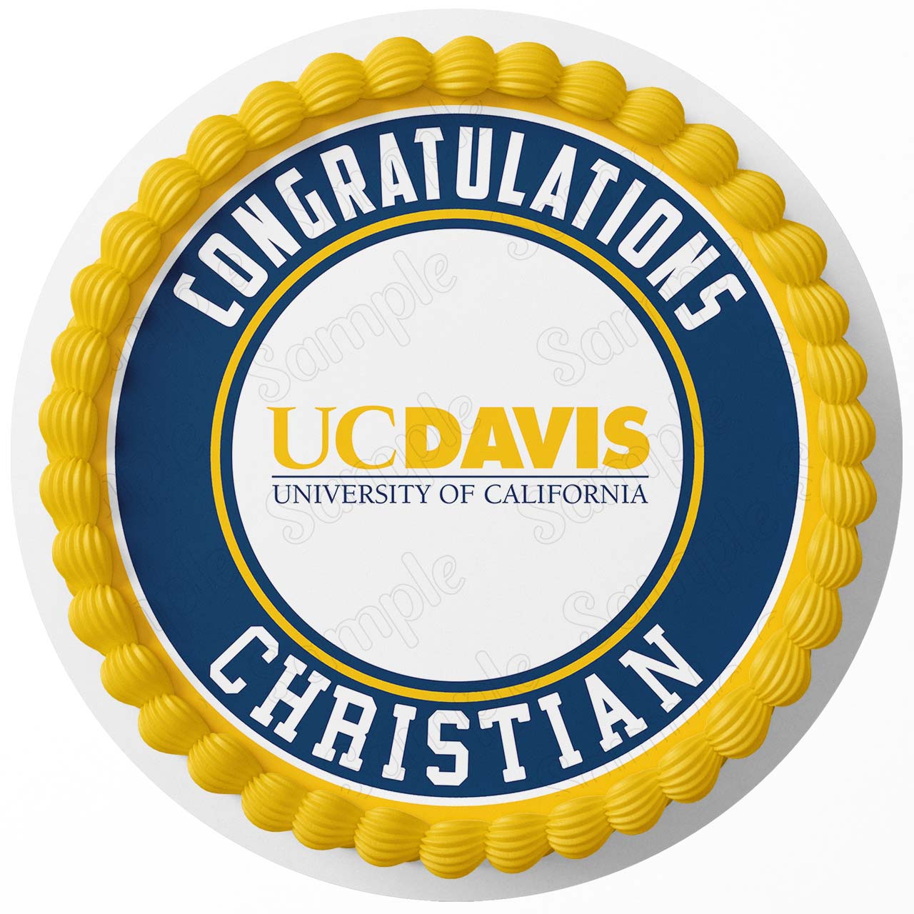 University of California Davis UCD Round – Icing Sheet Birthday - Personalized Edible Cake Topper | Custom Icing Sheet | Birthday Cake Decoration
