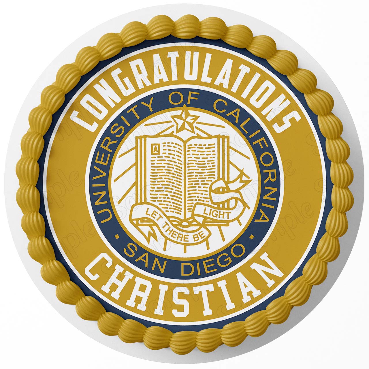 University of California San Diego Round – Icing Sheet Birthday - Personalized Edible Cake Topper | Custom Icing Sheet | Birthday Cake Decoration