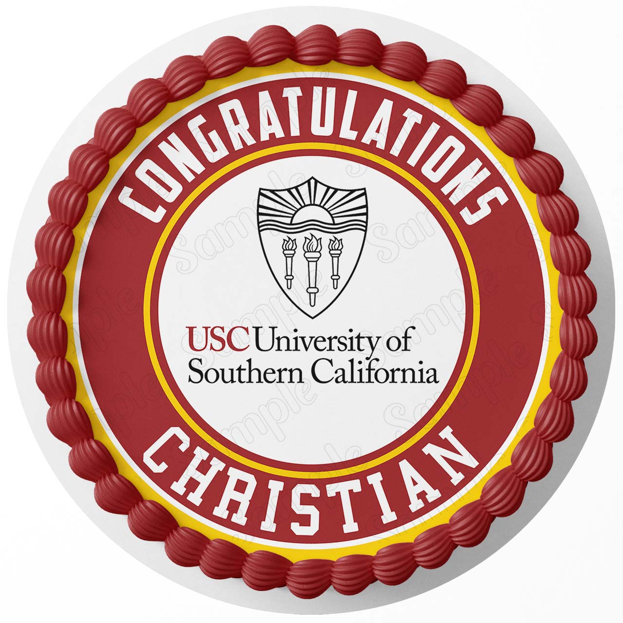University of Southern California Round – Icing Sheet Birthday - Personalized Edible Cake Topper | Custom Icing Sheet | Birthday Cake Decoration