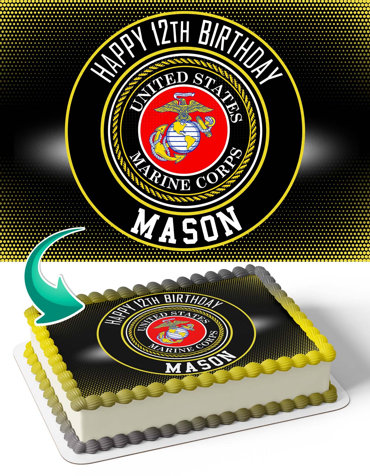 USMC Emblem United States Marine Corps Seal Edible Cake Topper