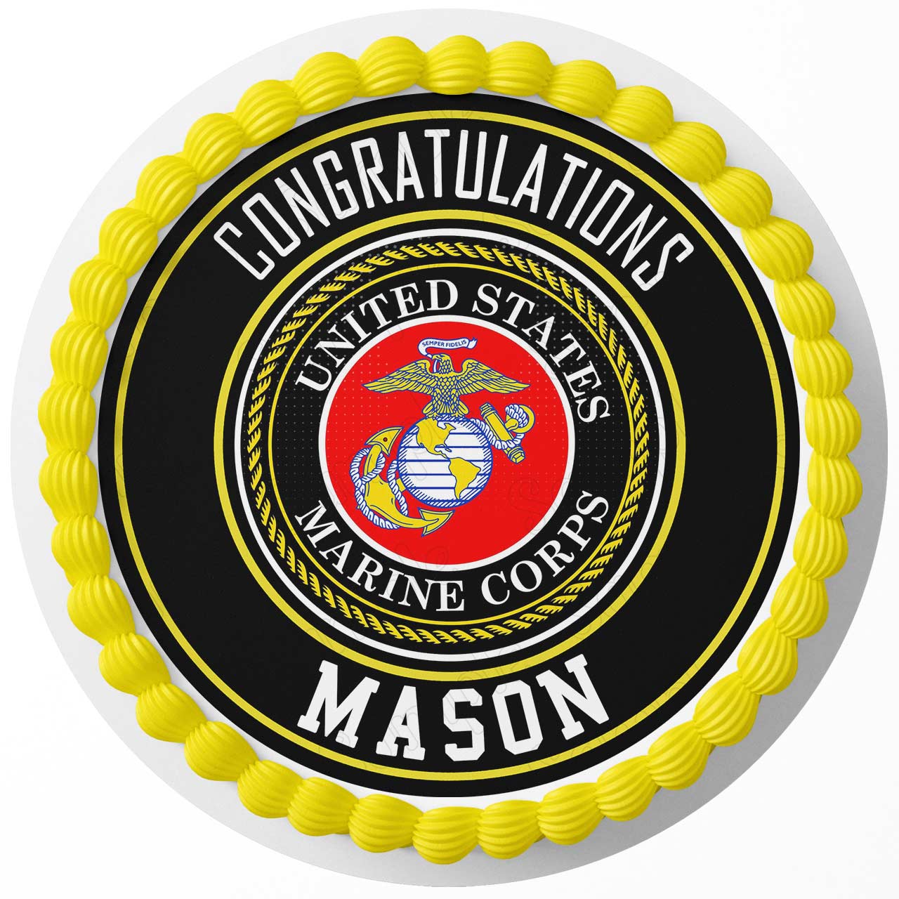 USMC Emblem United States Marine Corps Seal Round – Icing Sheet B - Personalized Edible Cake Topper | Custom Icing Sheet | Birthday Cake Decoration