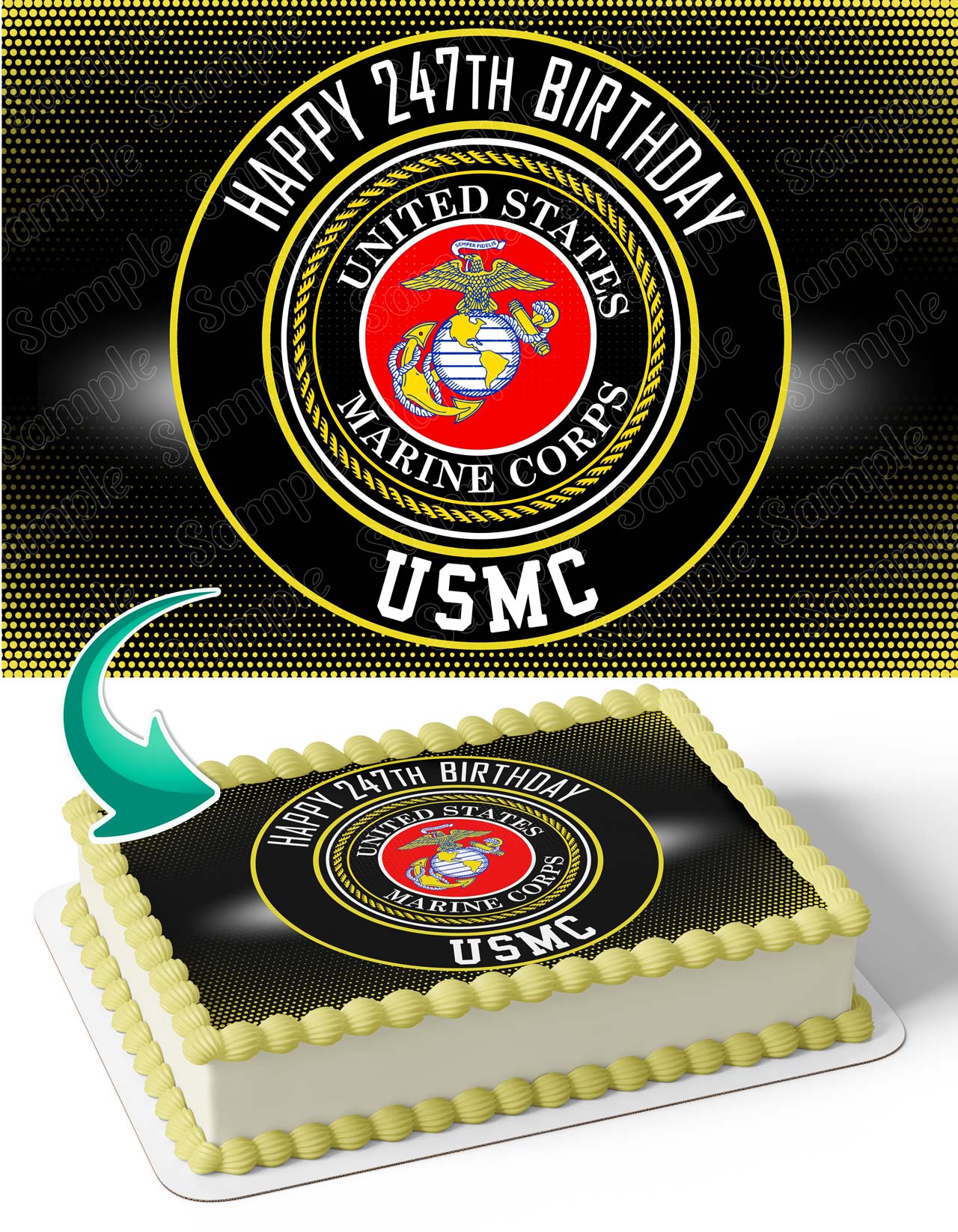 USMC United States Marine Corps P Edible Cake Topper