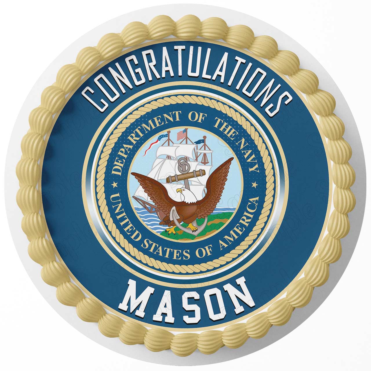 USN Emblem United States Navy Corps Seal Round – Icing Sheet Birt - Personalized Edible Cake Topper | Custom Icing Sheet | Birthday Cake Decoration