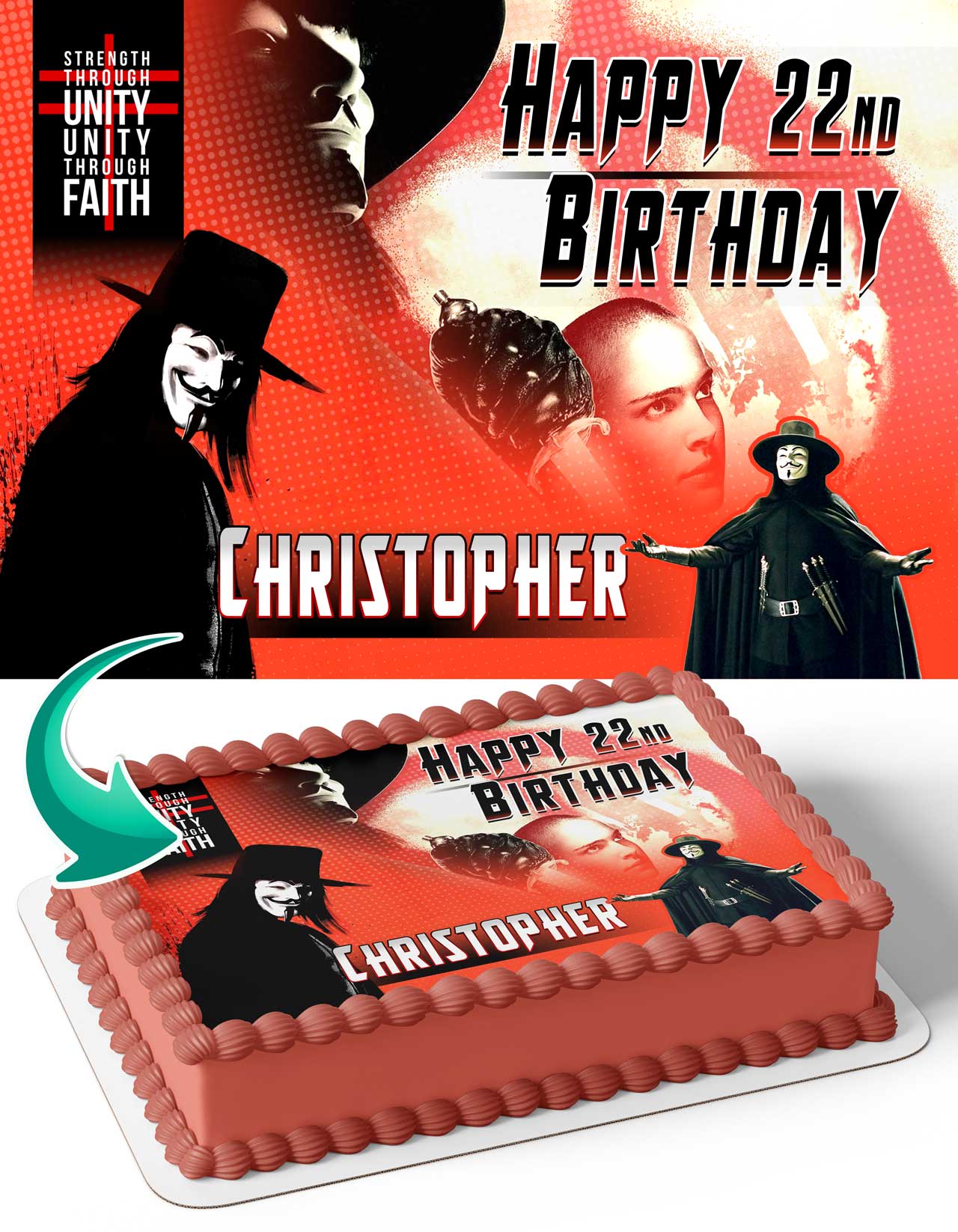 V for Vendetta Edible Cake Topper