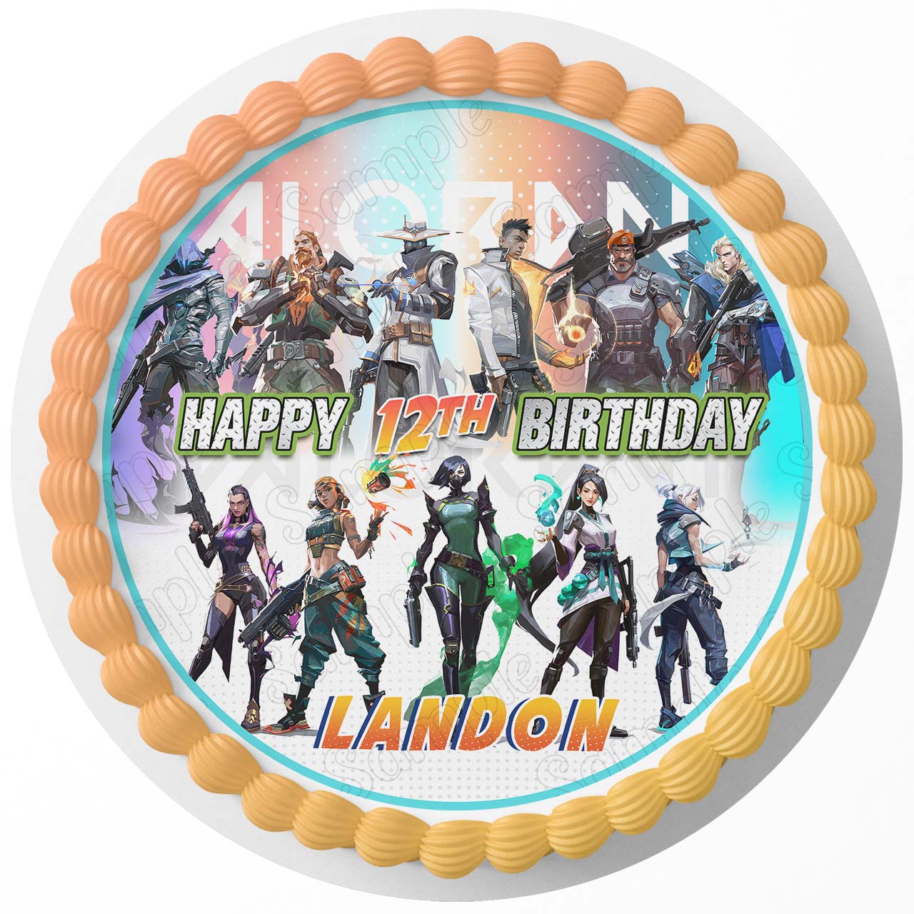 Valorant Round – Icing Sheet Birthday - Personalized Edible Cake Topper | Custom Icing Sheet | Birthday Cake Decoration | Photo Cake Image