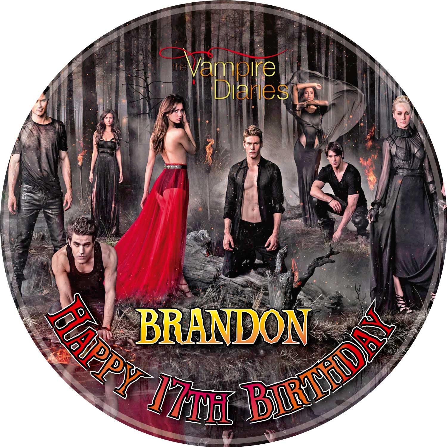Vampire Diary Round – Icing Sheet Birthday - Personalized Edible Cake Topper | Custom Icing Sheet | Birthday Cake Decoration | Photo Cake Image