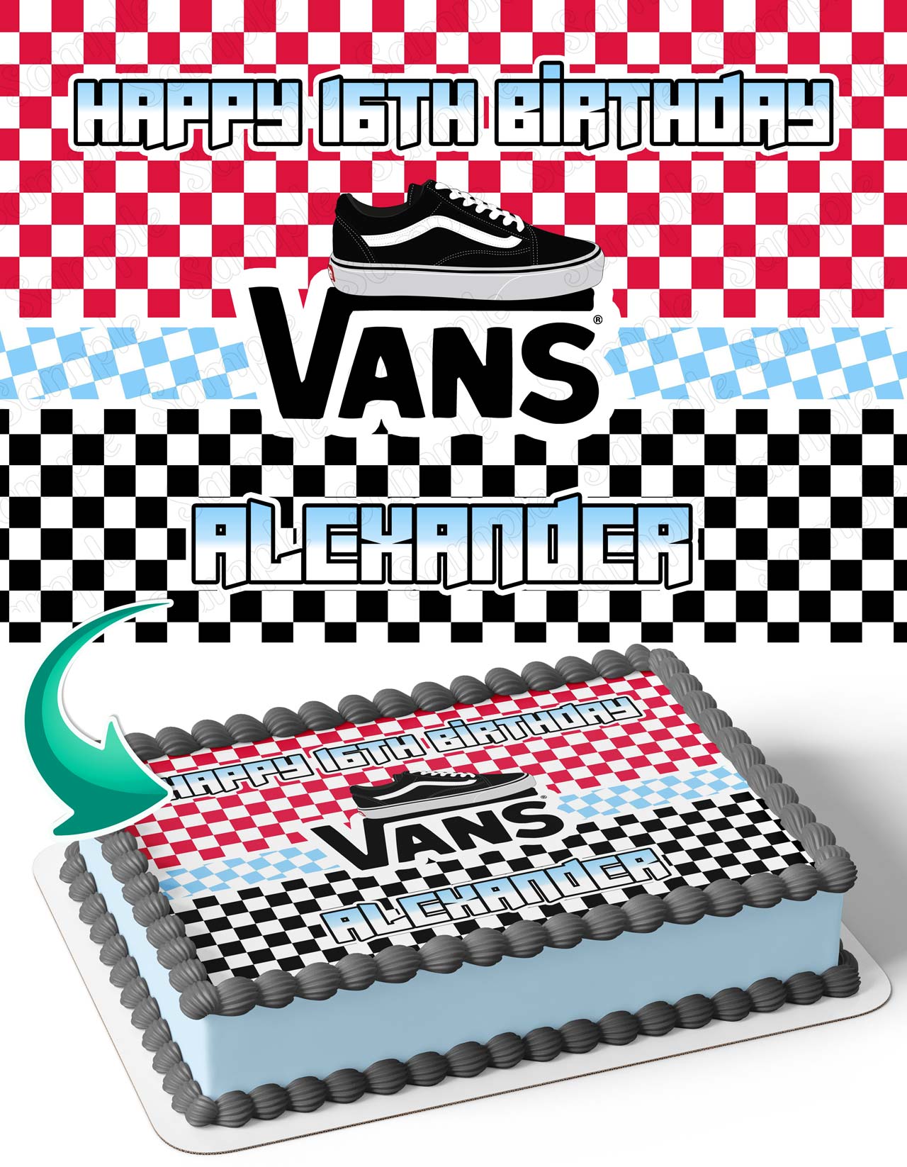 Vans Sneakers Shoes Retro Edible Cake Topper