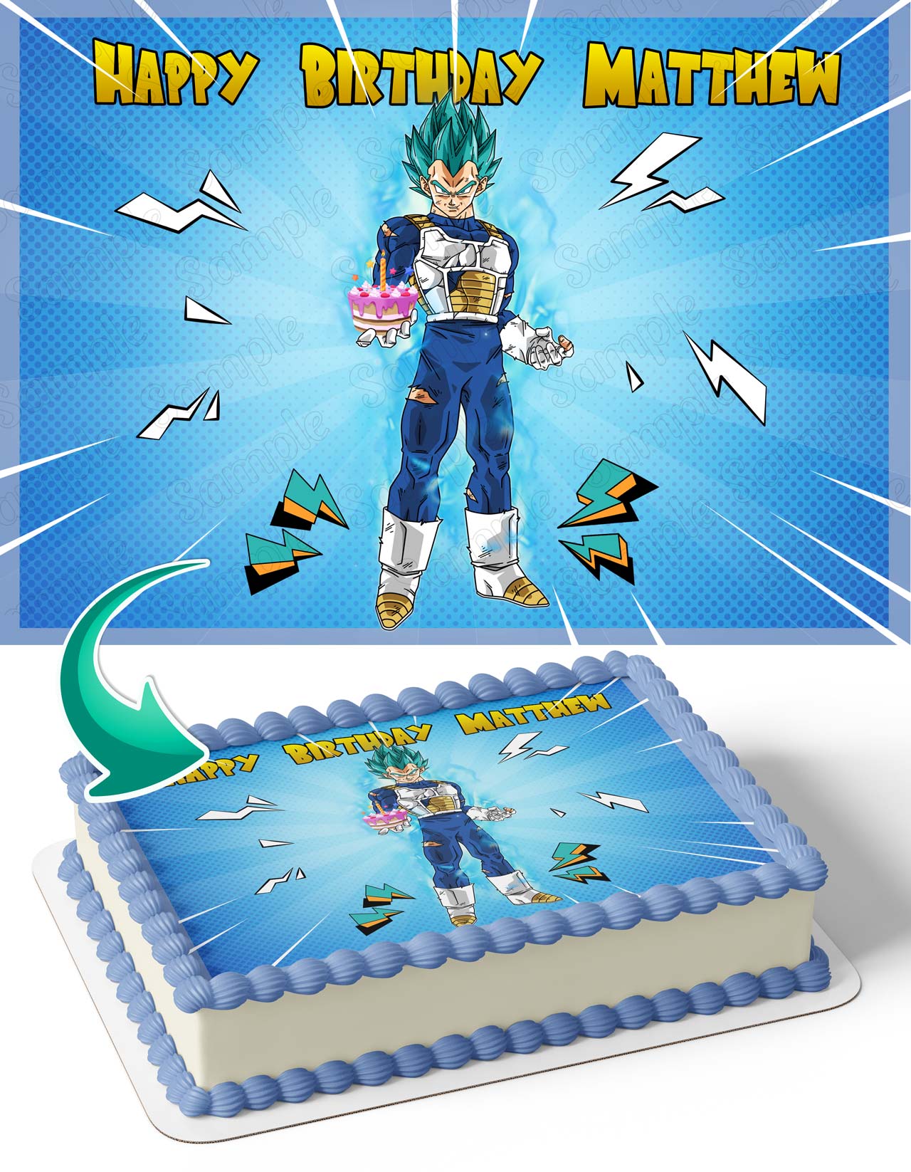 Vegeta Dragon Figthers Z Saiyan Edible Cake Topper
