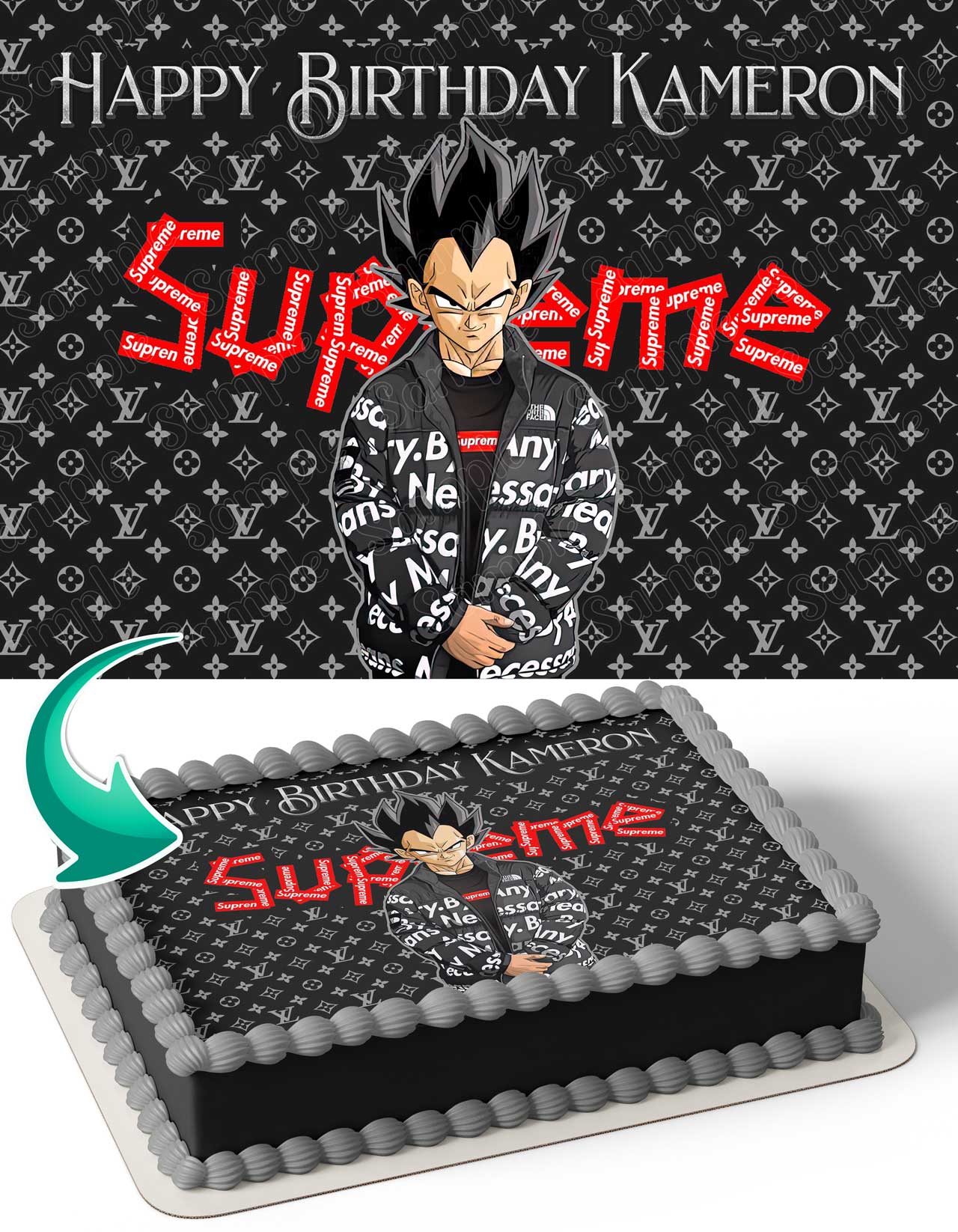 Vegeta Luis Fashion Girls VittonSupreme Nieke Dragon Figthers Edible Cake Topper