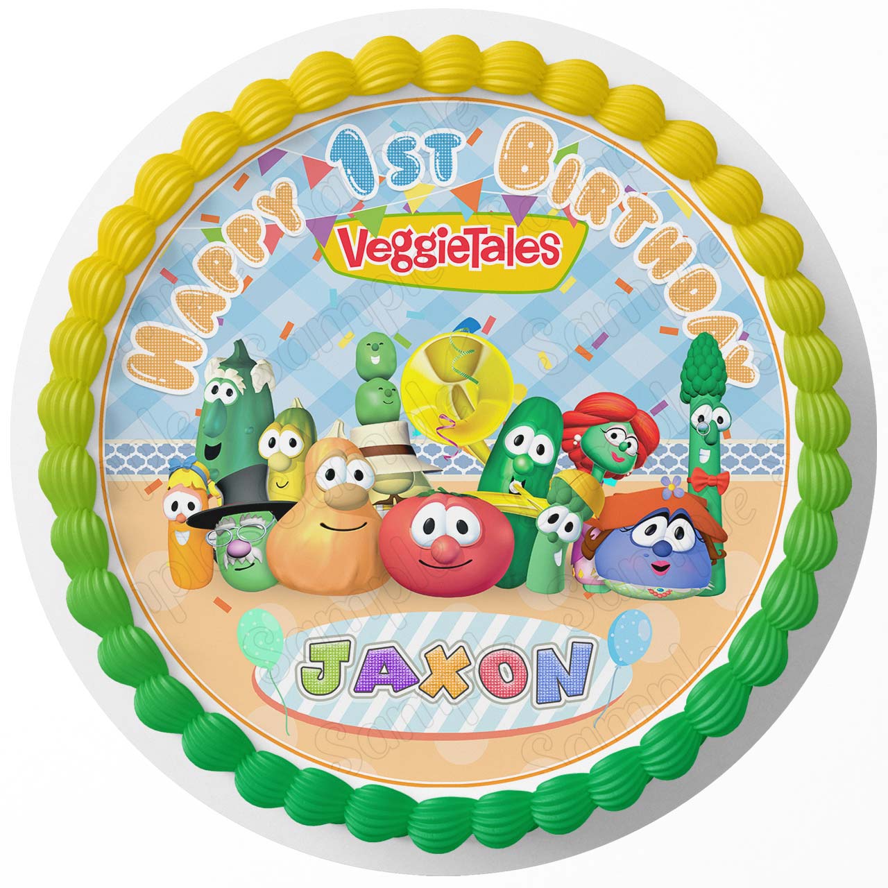 VeggieTales Kids Fun Round – Icing Sheet Birthday - Personalized Edible Cake Topper | Custom Icing Sheet | Birthday Cake Decoration