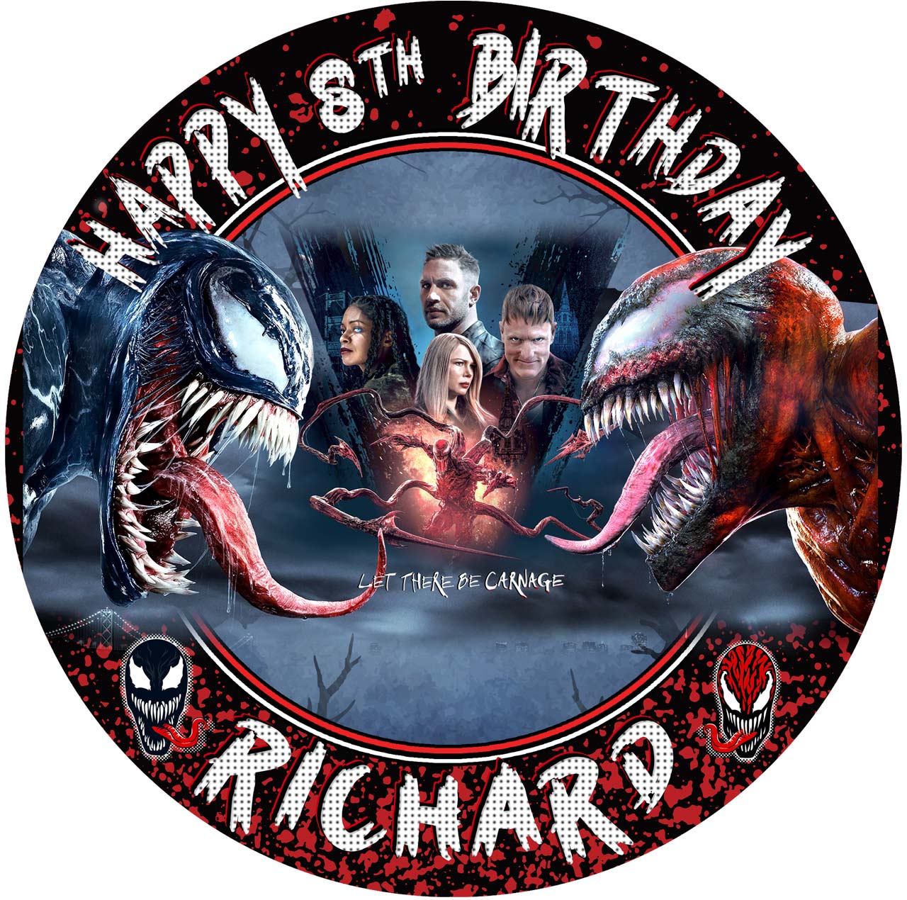 Venom Let There Be Carnage Round – Icing Sheet Birthday - Personalized Edible Cake Topper | Custom Icing Sheet | Birthday Cake Decoration