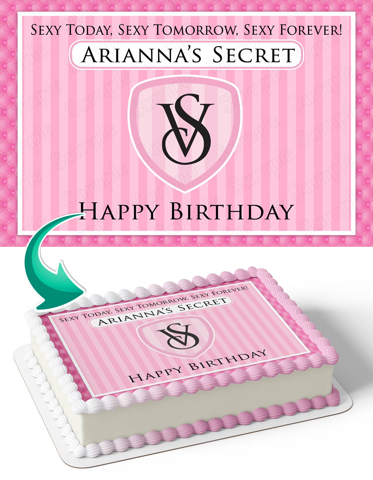 Victoria Secret Forever Pink Edible Cake Topper