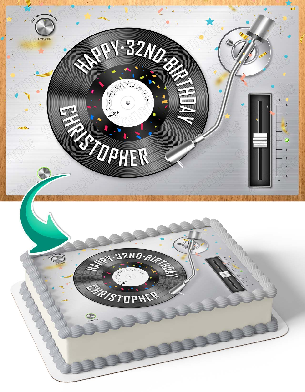 Vinyl Record Turntable Music Edible Cake Topper