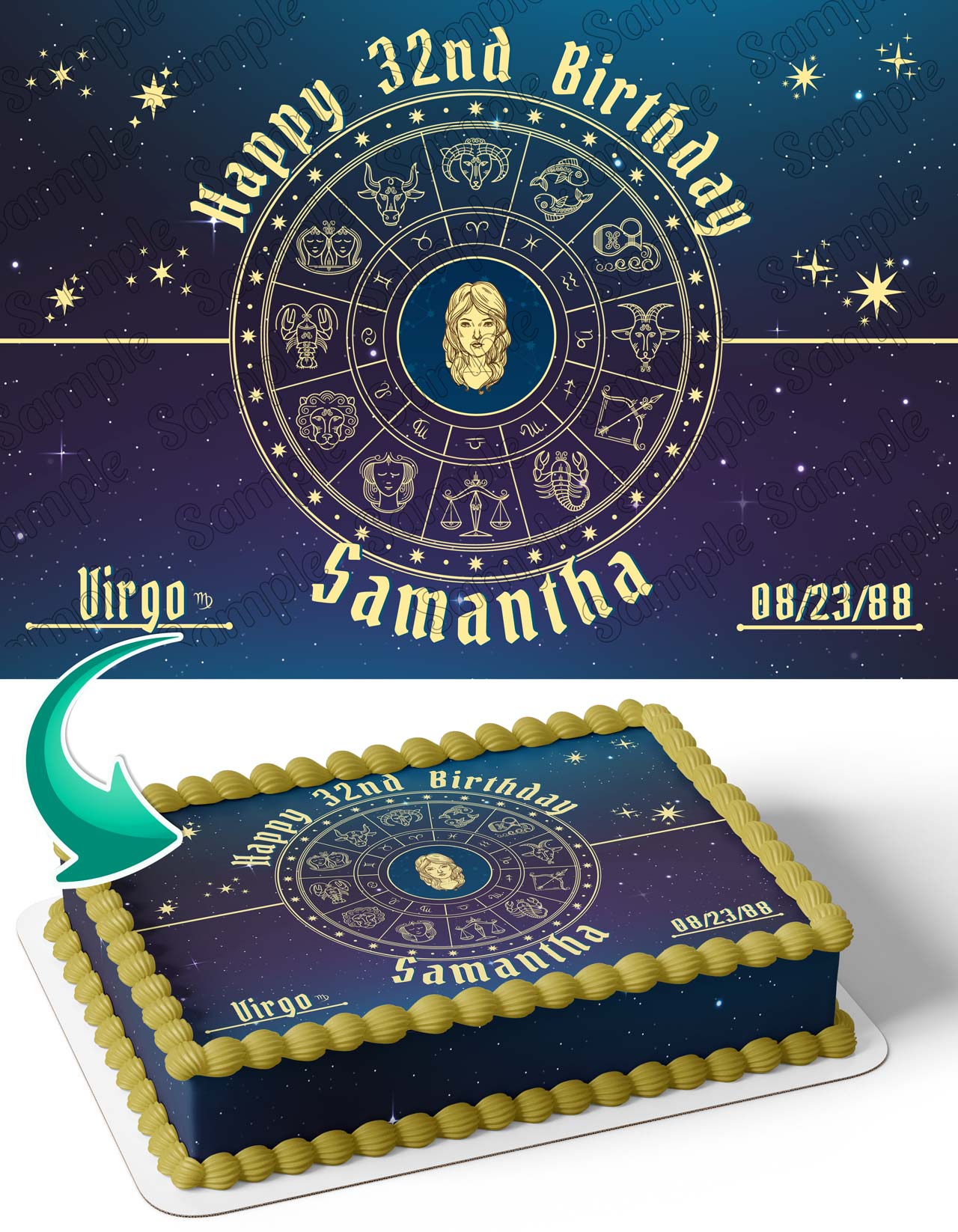 Virgo Horoscope Astrology Zodiac Edible Cake Topper