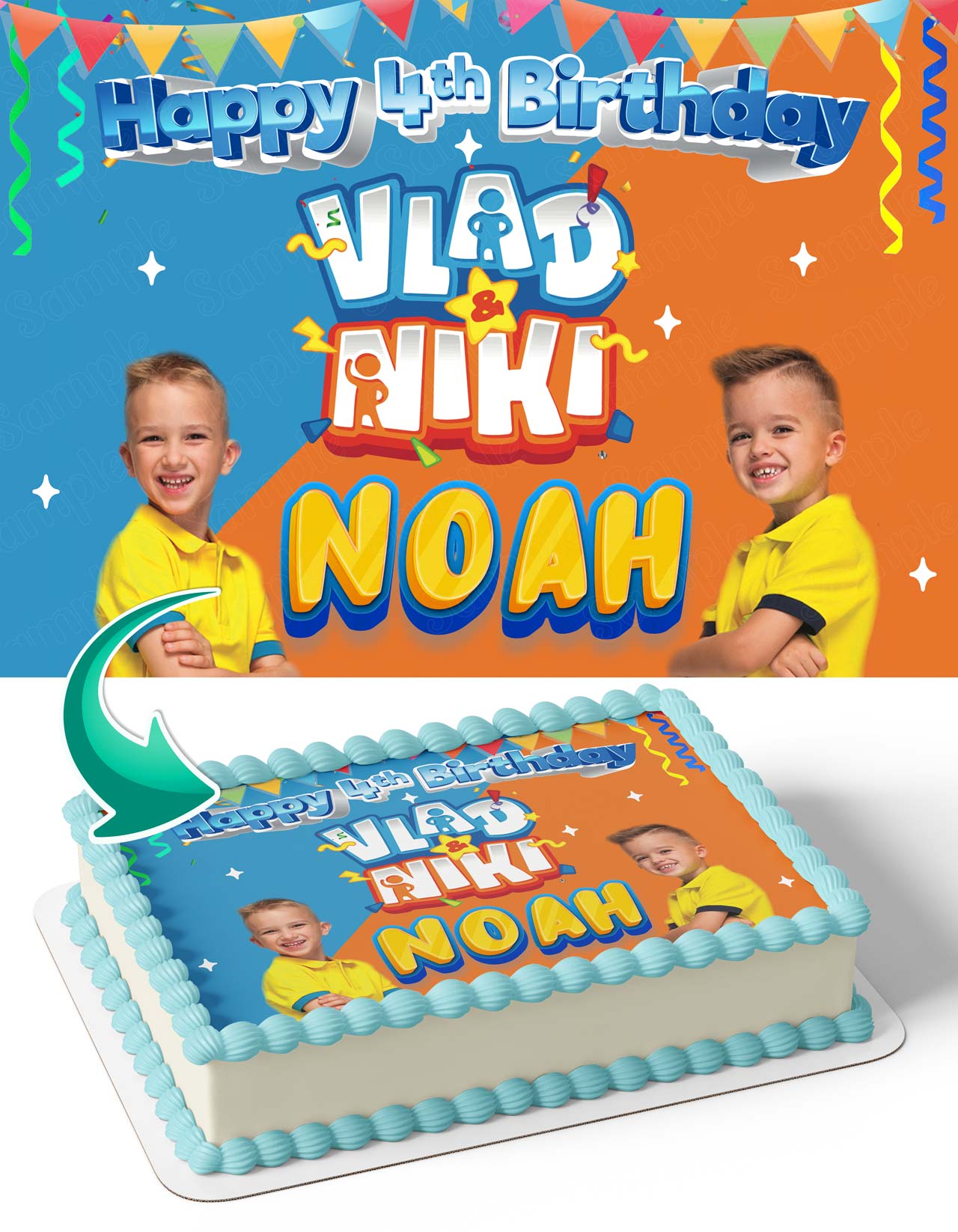 Vlad and Niki Youtuber Kids Edible Cake Topper