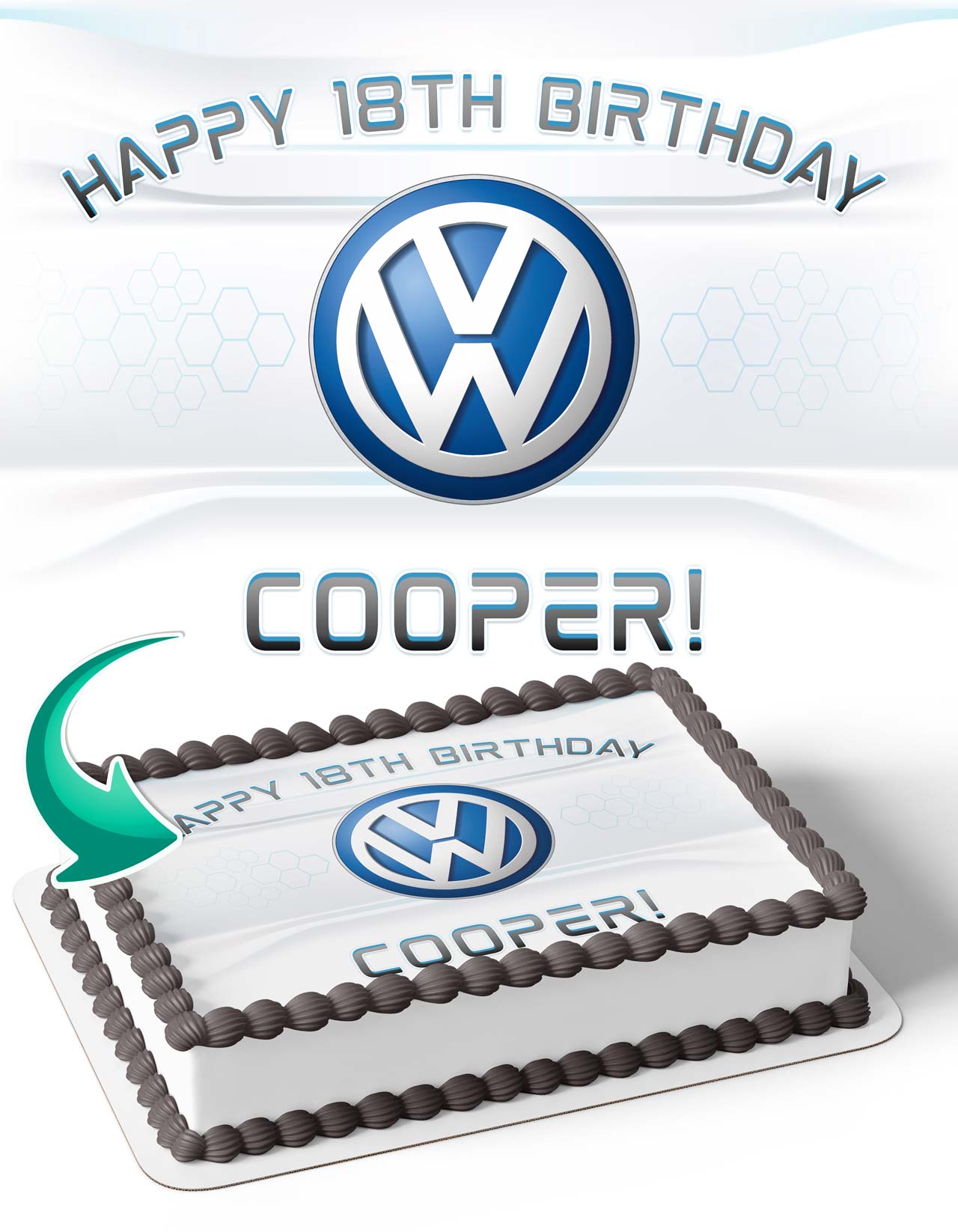 Volkswagen Cars Edible Cake Topper
