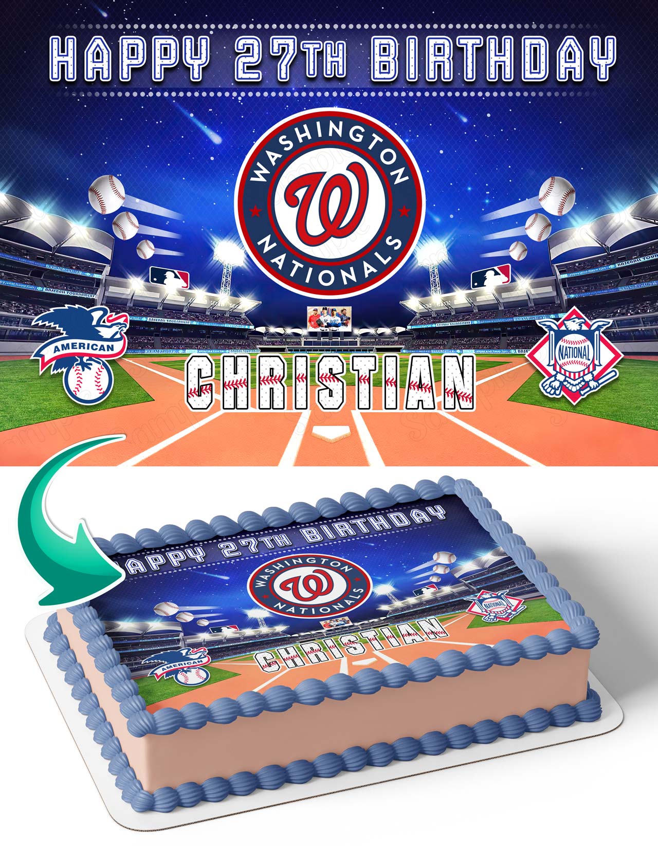 Washington Nationals Baseball Edible Cake Topper