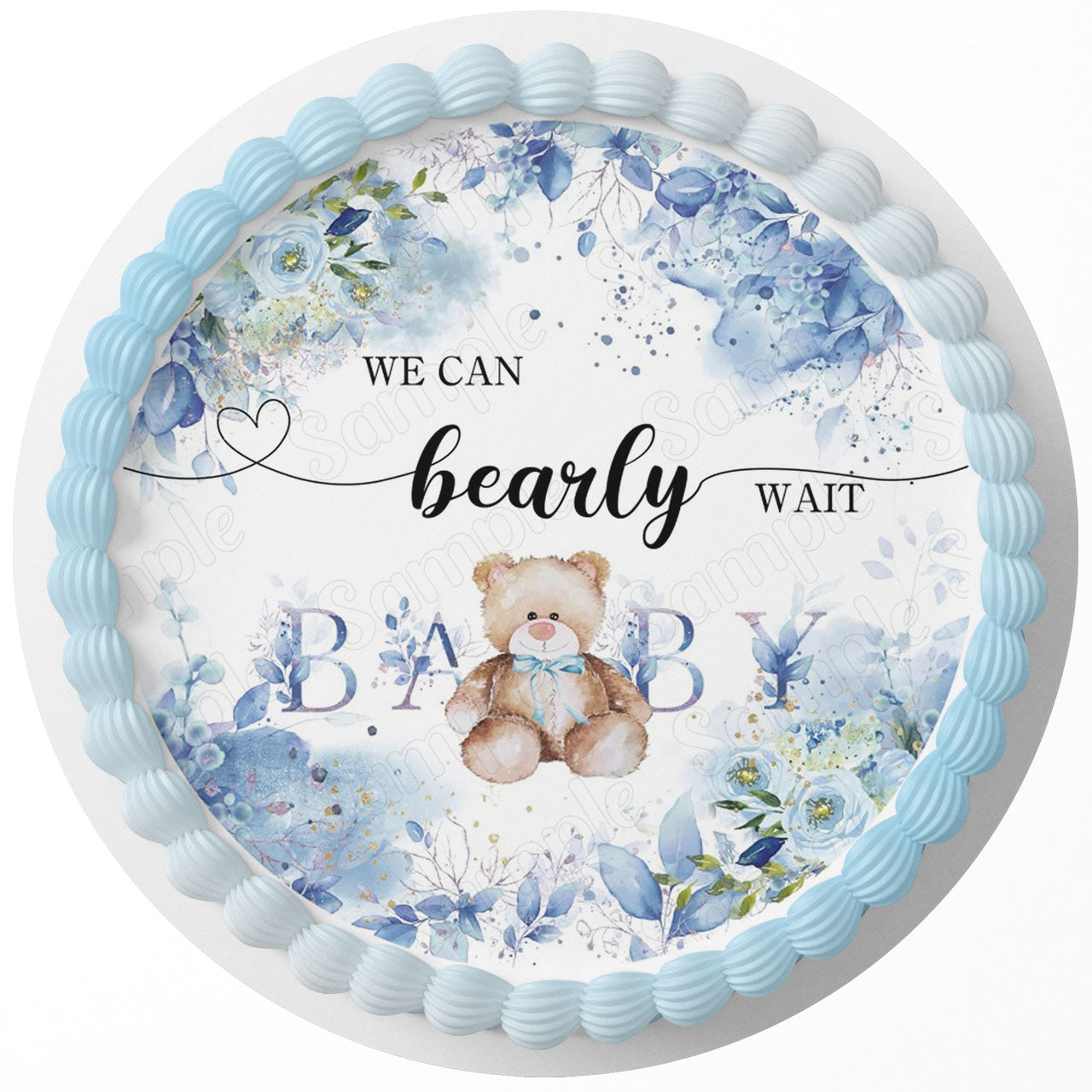 We Can Bearly Wait Baby Boy GHP Round – Icing Sheet Birthday - Personalized Edible Cake Topper | Custom Icing Sheet | Birthday Cake Decoration