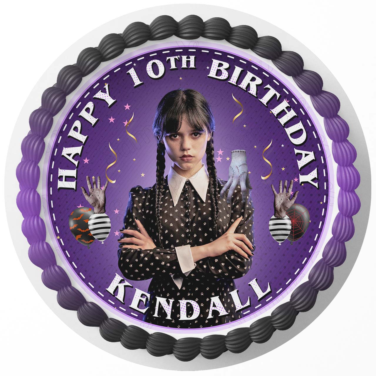 Wednesday Adams Family Kids Round – Icing Sheet Birthday - Personalized Edible Cake Topper | Custom Icing Sheet | Birthday Cake Decoration