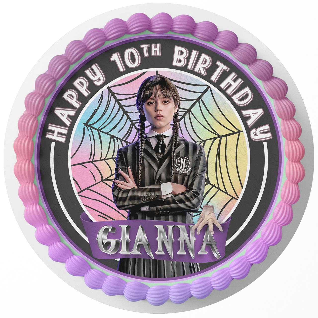 Wednesday Addams Cute Round – Icing Sheet Birthday - Personalized Edible Cake Topper | Custom Icing Sheet | Birthday Cake Decoration