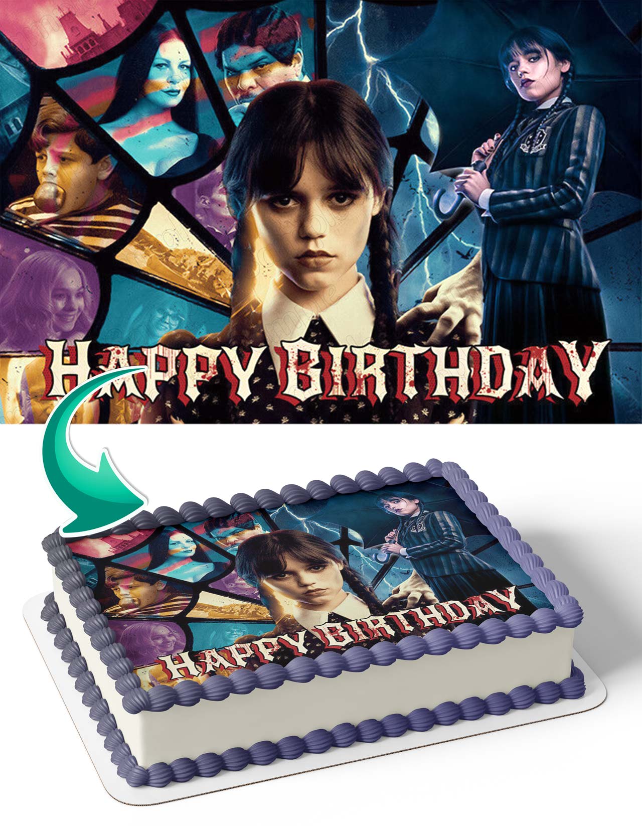 Wednesday Addams Netvideo Series Edible Cake Topper
