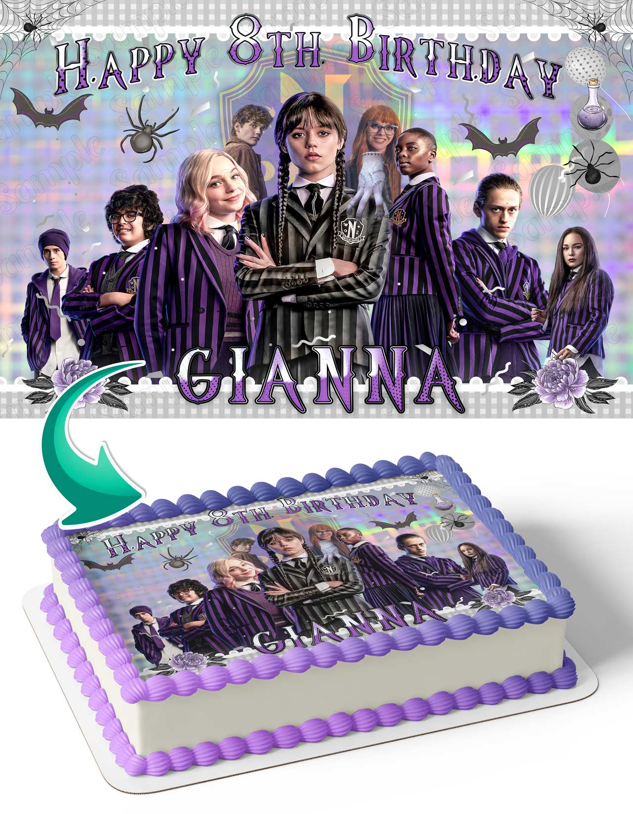 Wednesday Wandinha Adams Team Boy Girls Edible Cake Topper