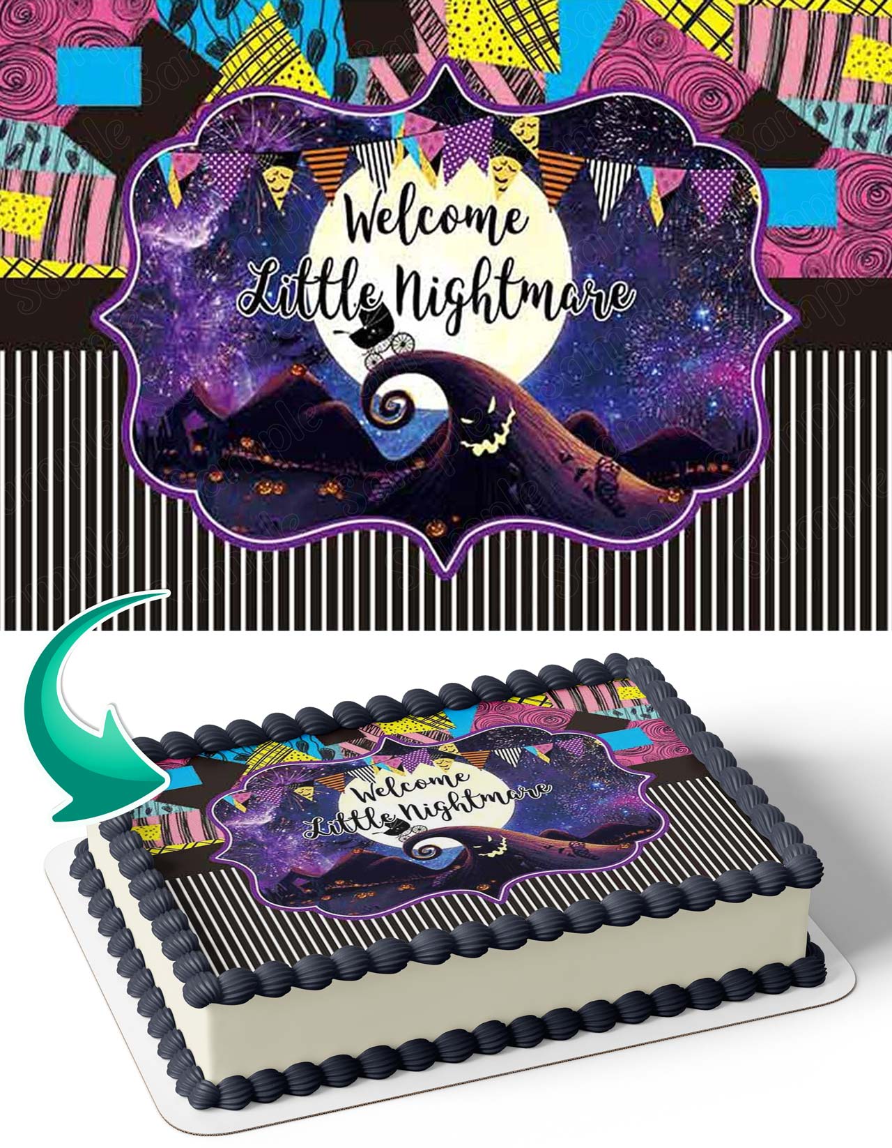 Welcome Little Nightmare Before Christmas Edible Cake Topper