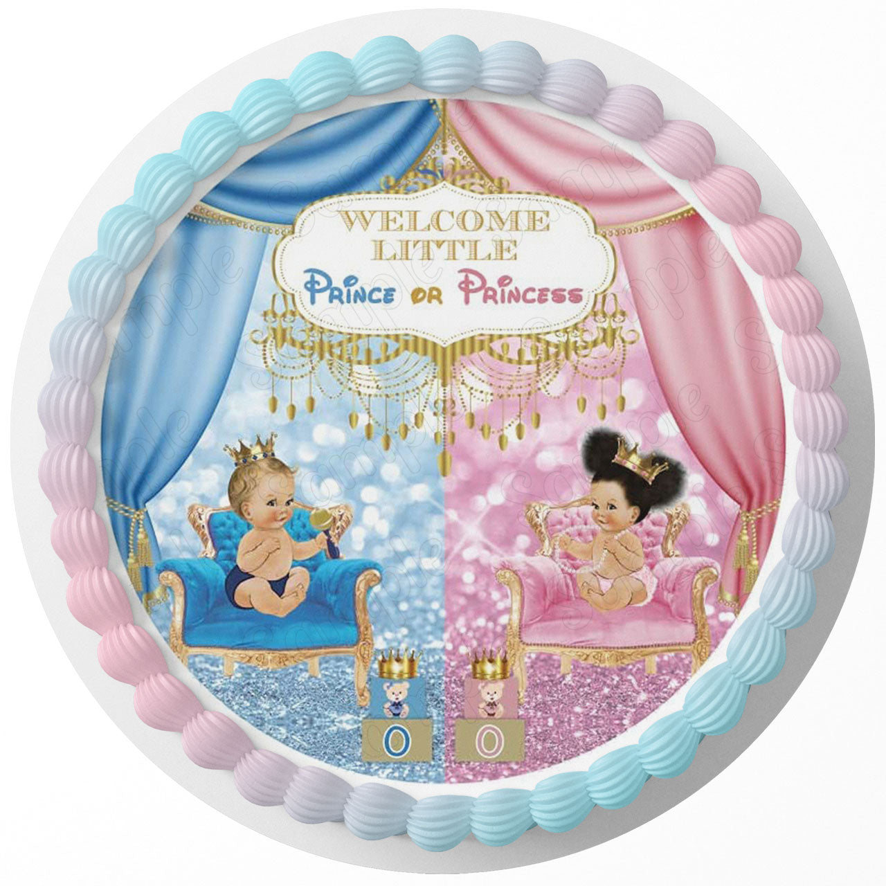 Welcome Little Prince Or Princess Round – Icing Sheet Birthday - Personalized Edible Cake Topper | Custom Icing Sheet | Birthday Cake Decoration
