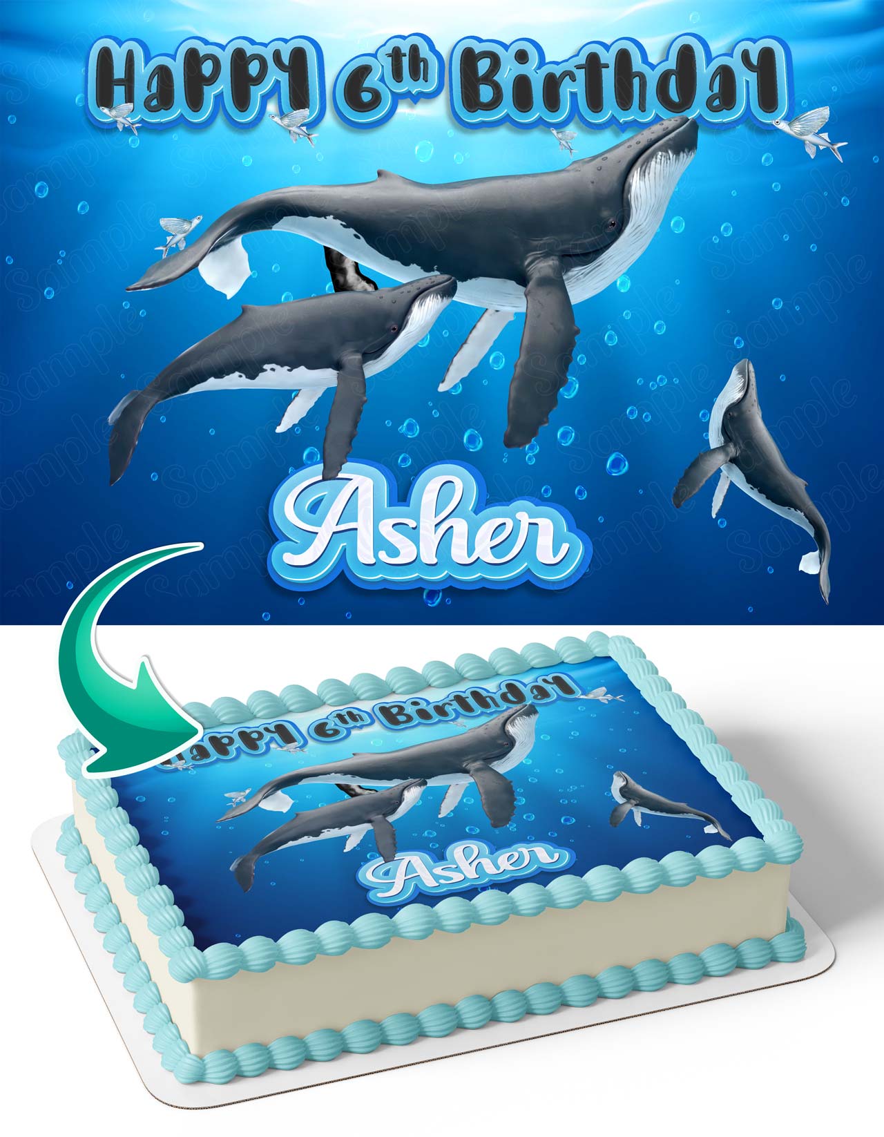 Whales Sea Fish Water Edible Cake Topper