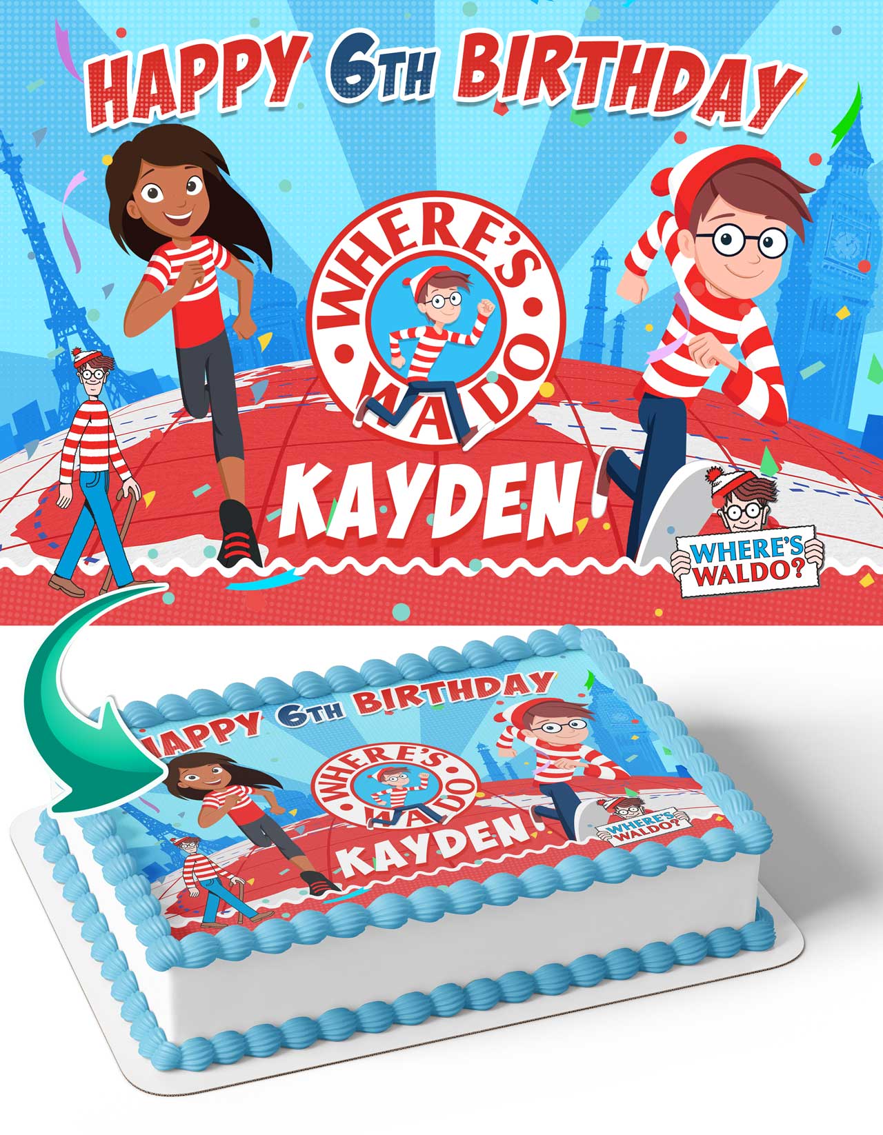 Wheres Waldo Wheres Wally Edible Cake Topper