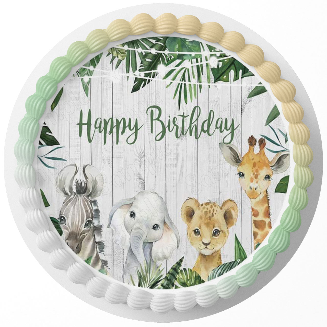 Wild Baby Safari Animals KRM Round – Icing Sheet Birthday - Personalized Edible Cake Topper | Custom Icing Sheet | Birthday Cake Decoration