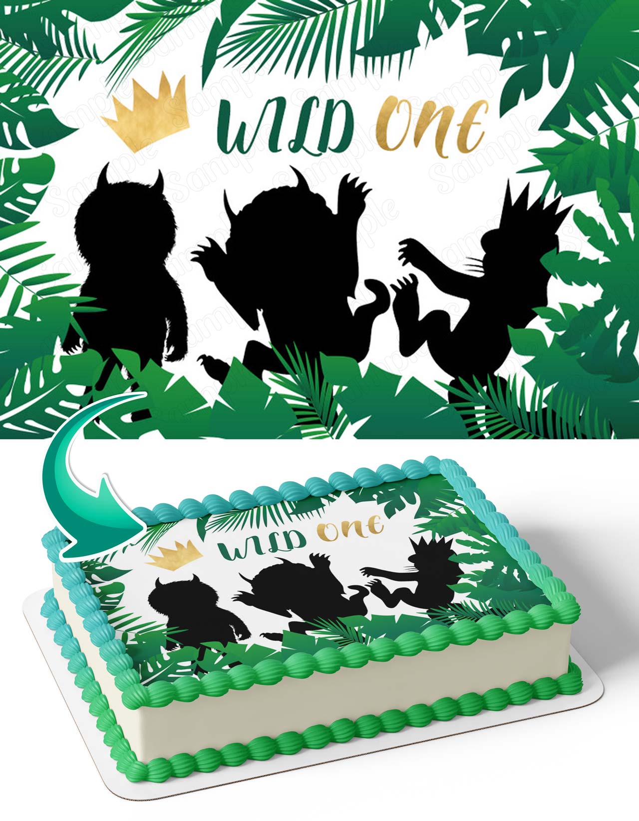 Wild Jungle Green Creatures WJC Edible Cake Topper