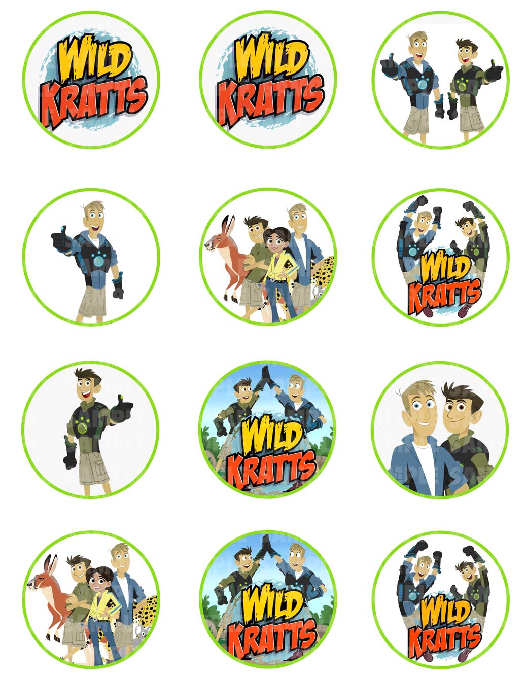 Wild Kratts Cupcakes Cookies Edible Cupcake Toppers – Round Icing - Edible Cake Topper | Icing Sheet | Birthday Cake Decoration