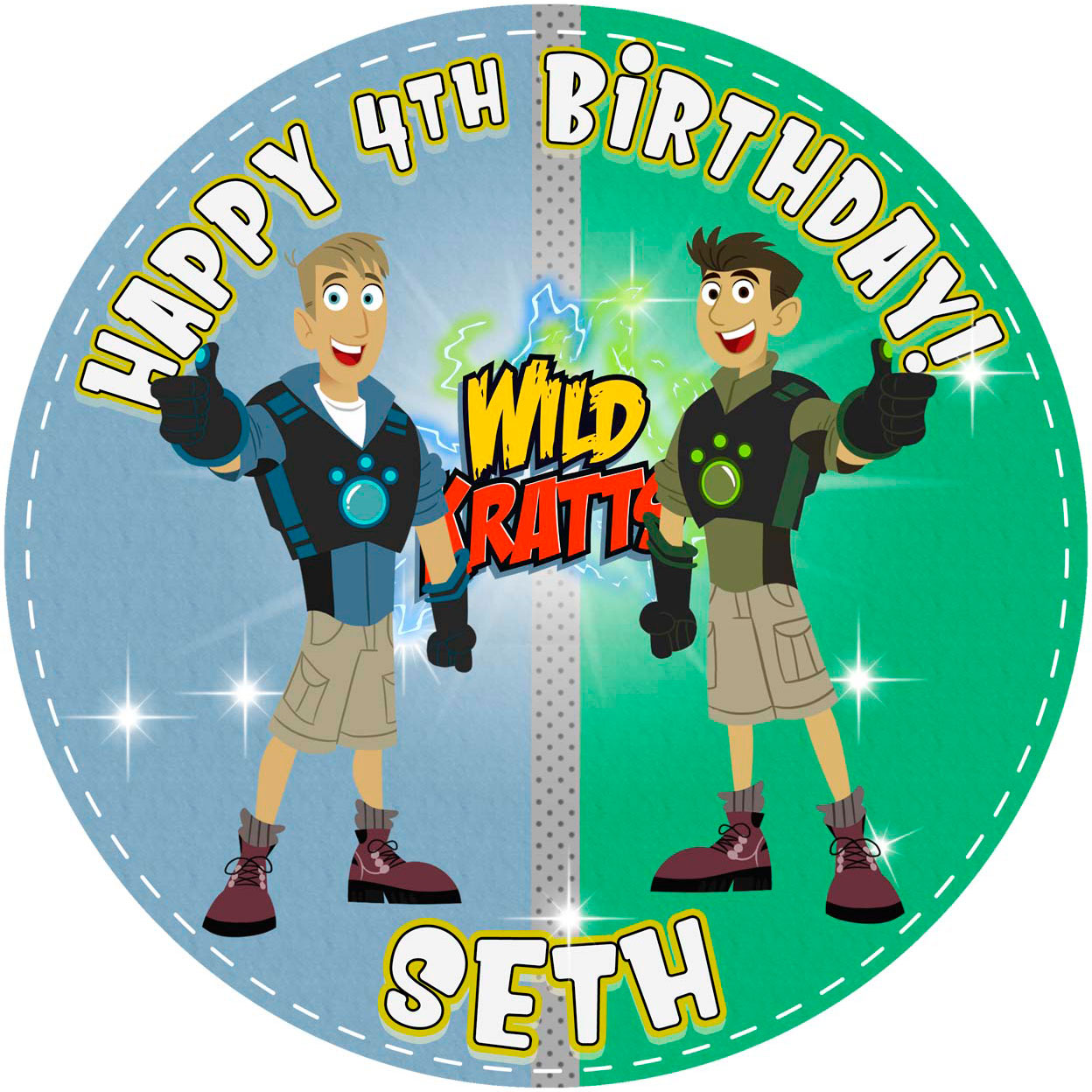 Wild Kids Fun Series Krats Round – Icing Sheet Birthday - Personalized Edible Cake Topper | Custom Icing Sheet | Birthday Cake Decoration