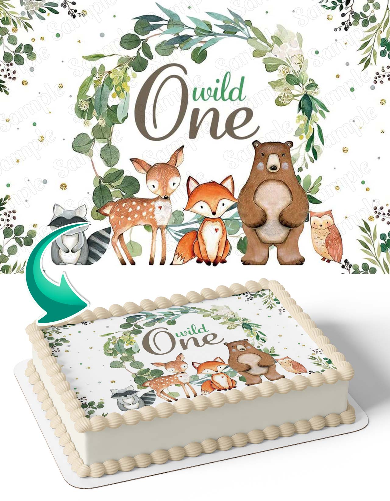 Wild One Baby Forest Animals Edible Cake Topper