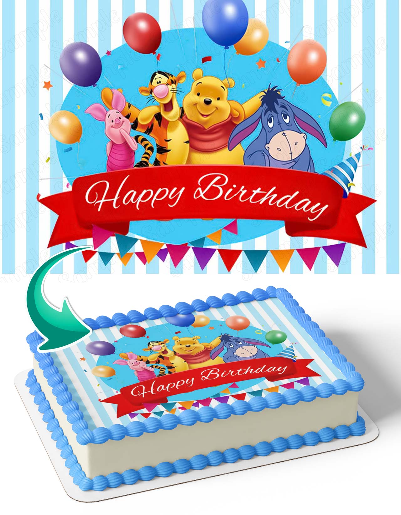 Winnie the Pooh Friends WTP Edible Cake Topper